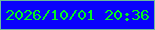 文字の大きさ：5、枠の色：6bbb9d、背景の色：0a02fc、文字の色：00f61e 無料ブログパーツのブログ時計