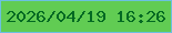 文字の大きさ：4、枠の色：6bc0e0、背景の色：61cc53、文字の色：026922 無料ブログパーツのブログ時計