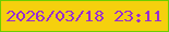 文字の大きさ：3、枠の色：6bce01、背景の色：f5d00e、文字の色：982cd1 無料ブログパーツのブログ時計