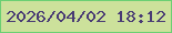 文字の大きさ：2、枠の色：6bcf73、背景の色：cce19b、文字の色：493b74 無料ブログパーツのブログ時計