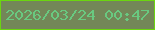 文字の大きさ：1、枠の色：6bd510、背景の色：738758、文字の色：69c980 無料ブログパーツのブログ時計