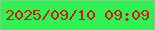 文字の大きさ：4、枠の色：6bda7a、背景の色：2ff152、文字の色：d61614 無料ブログパーツのブログ時計