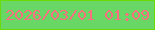 文字の大きさ：1、枠の色：6bdb06、背景の色：69d765、文字の色：fb6f7e 無料ブログパーツのブログ時計