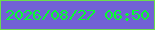 文字の大きさ：5、枠の色：6bde4b、背景の色：7261d5、文字の色：08fe2f 無料ブログパーツのブログ時計