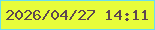 文字の大きさ：2、枠の色：6bdeed、背景の色：e8fd3a、文字の色：5d4750 無料ブログパーツのブログ時計