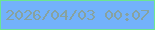 文字の大きさ：5、枠の色：6be692、背景の色：73b2fb、文字の色：87a29f 無料ブログパーツのブログ時計