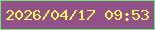 文字の大きさ：4、枠の色：6be975、背景の色：93518a、文字の色：f4f957 無料ブログパーツのブログ時計