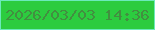 文字の大きさ：3、枠の色：6beaba、背景の色：2ccc3f、文字の色：428f40 無料ブログパーツのブログ時計