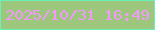 文字の大きさ：3、枠の色：6bf1b7、背景の色：9ec77e、文字の色：f29afc 無料ブログパーツのブログ時計