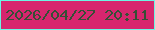 文字の大きさ：2、枠の色：6bf5e4、背景の色：d7266e、文字の色：364f36 無料ブログパーツのブログ時計
