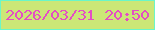 文字の大きさ：2、枠の色：6bf6c8、背景の色：cce777、文字の色：e44ec4 無料ブログパーツのブログ時計