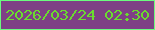 文字の大きさ：4、枠の色：6bfb7f、背景の色：7e4085、文字の色：6adc2e 無料ブログパーツのブログ時計