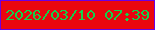 文字の大きさ：3、枠の色：6c00e3、背景の色：ea060f、文字の色：15d14a 無料ブログパーツのブログ時計
