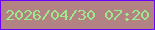 文字の大きさ：1、枠の色：6c00fd、背景の色：b38384、文字の色：9ee98b 無料ブログパーツのブログ時計