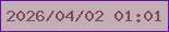 文字の大きさ：1、枠の色：6c0ca5、背景の色：c2aeb7、文字の色：7c4c54 無料ブログパーツのブログ時計