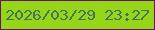 文字の大きさ：3、枠の色：6c106e、背景の色：96d619、文字の色：47735b 無料ブログパーツのブログ時計