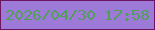 文字の大きさ：1、枠の色：6c145f、背景の色：9d7ad8、文字の色：519e58 無料ブログパーツのブログ時計