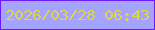 文字の大きさ：2、枠の色：6c1cfb、背景の色：a4a4ff、文字の色：ddd748 無料ブログパーツのブログ時計
