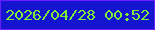 文字の大きさ：1、枠の色：6c1cff、背景の色：1515cf、文字の色：7eec3c 無料ブログパーツのブログ時計
