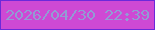 文字の大きさ：5、枠の色：6c29da、背景の色：ce49d4、文字の色：939bd4 無料ブログパーツのブログ時計