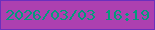 文字の大きさ：4、枠の色：6c2fbd、背景の色：ad40b0、文字の色：049b7b 無料ブログパーツのブログ時計