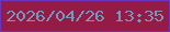 文字の大きさ：1、枠の色：6c35c1、背景の色：941b46、文字の色：7698bc 無料ブログパーツのブログ時計