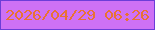 文字の大きさ：5、枠の色：6c3dd8、背景の色：ce71f5、文字の色：e97233 無料ブログパーツのブログ時計