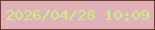 文字の大きさ：4、枠の色：6c3e29、背景の色：e0b1b8、文字の色：caf27d 無料ブログパーツのブログ時計