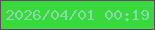 文字の大きさ：5、枠の色：6c4367、背景の色：38d93d、文字の色：88d8a9 無料ブログパーツのブログ時計
