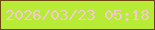 文字の大きさ：2、枠の色：6c4611、背景の色：b7eb35、文字の色：f3cbce 無料ブログパーツのブログ時計