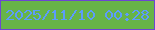 文字の大きさ：4、枠の色：6c46d2、背景の色：67b448、文字の色：5c9cfb 無料ブログパーツのブログ時計