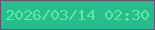 文字の大きさ：5、枠の色：6c4f6d、背景の色：27bd8c、文字の色：5beaa1 無料ブログパーツのブログ時計