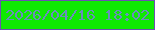 文字の大きさ：1、枠の色：6c51b2、背景の色：0fea02、文字の色：698ebc 無料ブログパーツのブログ時計