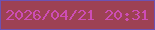 文字の大きさ：3、枠の色：6c52b3、背景の色：9d4154、文字の色：cd4db5 無料ブログパーツのブログ時計