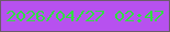 文字の大きさ：2、枠の色：6c5b6a、背景の色：b751ef、文字の色：32dd44 無料ブログパーツのブログ時計