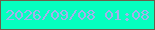 文字の大きさ：1、枠の色：6c5e49、背景の色：05ffbf、文字の色：a3b0eb 無料ブログパーツのブログ時計