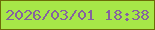 文字の大きさ：2、枠の色：6c6c08、背景の色：a7e748、文字の色：85619f 無料ブログパーツのブログ時計
