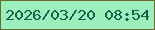 文字の大きさ：1、枠の色：6c6c2f、背景の色：9befbc、文字の色：1a5f4a 無料ブログパーツのブログ時計