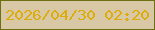 文字の大きさ：4、枠の色：6c7012、背景の色：d8c8a6、文字の色：dcac0a 無料ブログパーツのブログ時計
