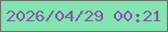 文字の大きさ：3、枠の色：6c706f、背景の色：80e6ad、文字の色：8b51ae 無料ブログパーツのブログ時計
