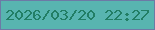 文字の大きさ：2、枠の色：6c7aa6、背景の色：58b5b0、文字の色：227e65 無料ブログパーツのブログ時計