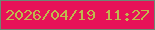 文字の大きさ：2、枠の色：6c8874、背景の色：e71258、文字の色：bfb94d 無料ブログパーツのブログ時計