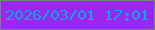 文字の大きさ：1、枠の色：6c8970、背景の色：9928ee、文字の色：06a4e5 無料ブログパーツのブログ時計