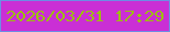 文字の大きさ：4、枠の色：6c8de4、背景の色：ca2fd5、文字の色：9dbf0b 無料ブログパーツのブログ時計