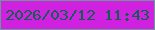 文字の大きさ：1、枠の色：6c9697、背景の色：cf21df、文字の色：125f4f 無料ブログパーツのブログ時計