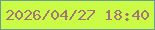 文字の大きさ：5、枠の色：6c9a97、背景の色：cbfc45、文字の色：a47479 無料ブログパーツのブログ時計