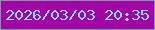 文字の大きさ：4、枠の色：6ca59e、背景の色：a401a6、文字の色：73e4f9 無料ブログパーツのブログ時計
