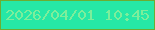 文字の大きさ：5、枠の色：6cad32、背景の色：26e8a6、文字の色：7dee9b 無料ブログパーツのブログ時計