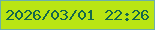 文字の大きさ：4、枠の色：6cb0a8、背景の色：b9e513、文字の色：14684c 無料ブログパーツのブログ時計