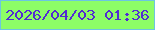 文字の大きさ：4、枠の色：6cc5e0、背景の色：8dfd66、文字の色：522cd3 無料ブログパーツのブログ時計